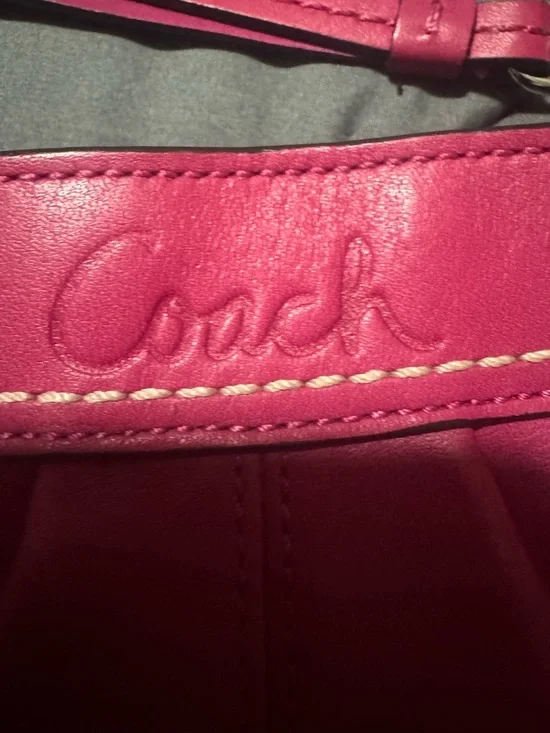 Coach Hot Pink Leather Pleated Wristlet Clutch - Picture 5 of 8